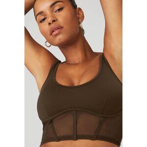 Alo Brown Airbrush Mesh Corset Tank Top sz S